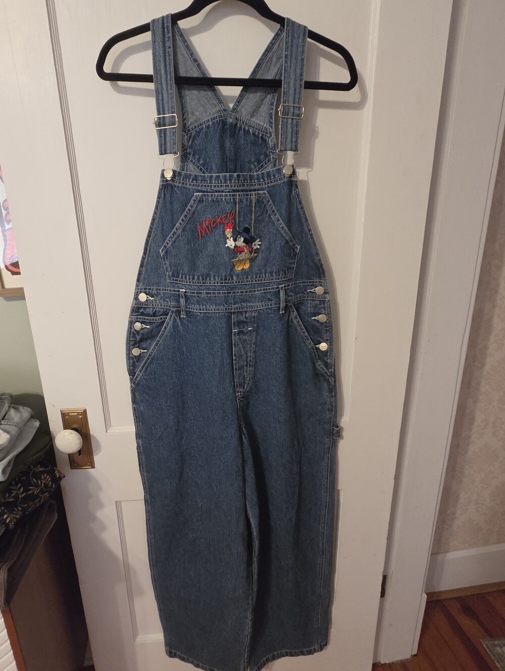 Vintage 90s Y2k Disney Mickey Unlimited Carpenter Denim Overalls M